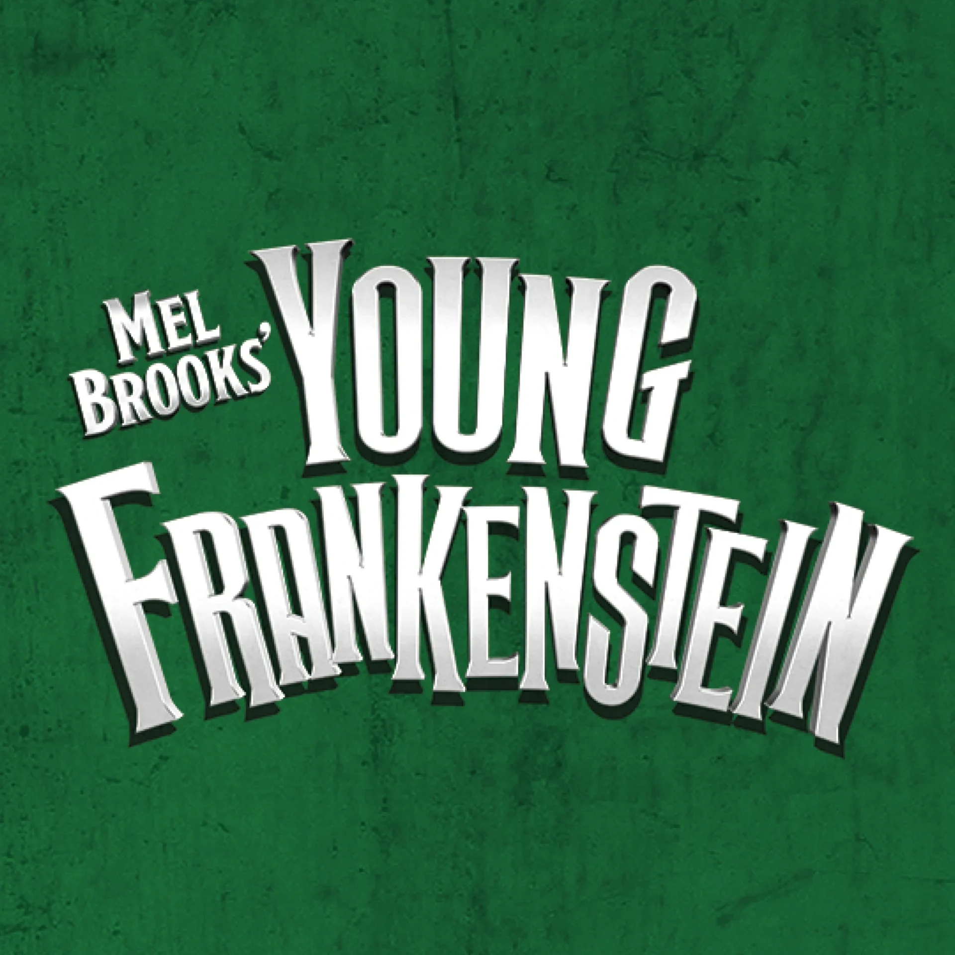 Young Frankenstein logo on green background